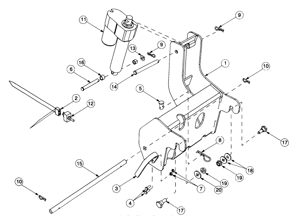 Attachment Hitch Diagram and Parts List for 002 190100 Cub Cadet Tiller